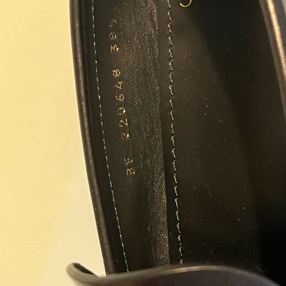 Saint Laurent Black Leather Penny Loafers with Gold Logo - Picture 6 of 10
